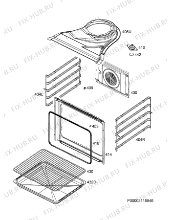 Взрыв-схема плиты (духовки) Aeg GE3010P - Схема узла Oven